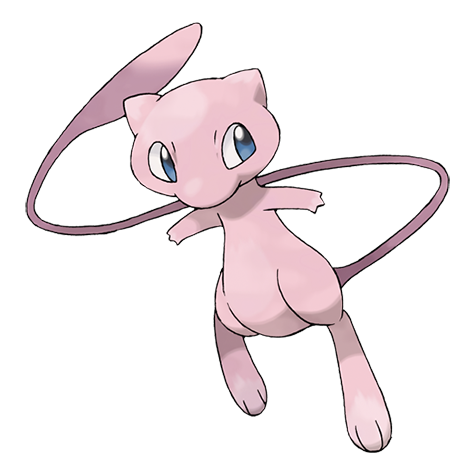 Mew floating above the Pokémon collection